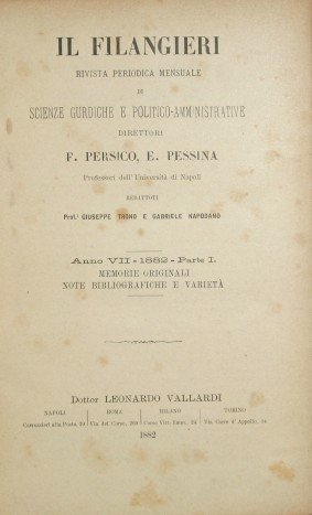 Il Filangeri. Rivista giuridica italiana di scienza, legislazione e giurisprudenza …