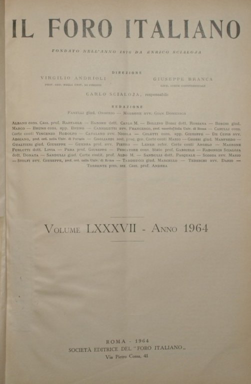 Il Foro italiano. Vol. LXXXVII - Anno 1964