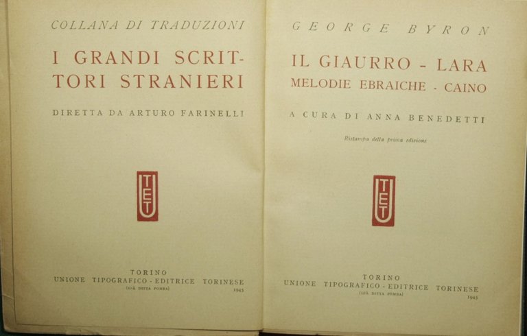 Il Giaurro. Lara. Melodie ebraiche. Caino