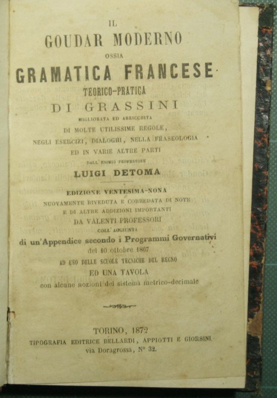 Il Goudar moderno ossia Gramatica francese teorico-pratica