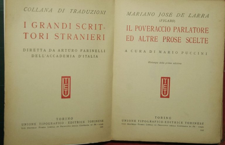 Il poveraccio parlatore ed altre prose scelte