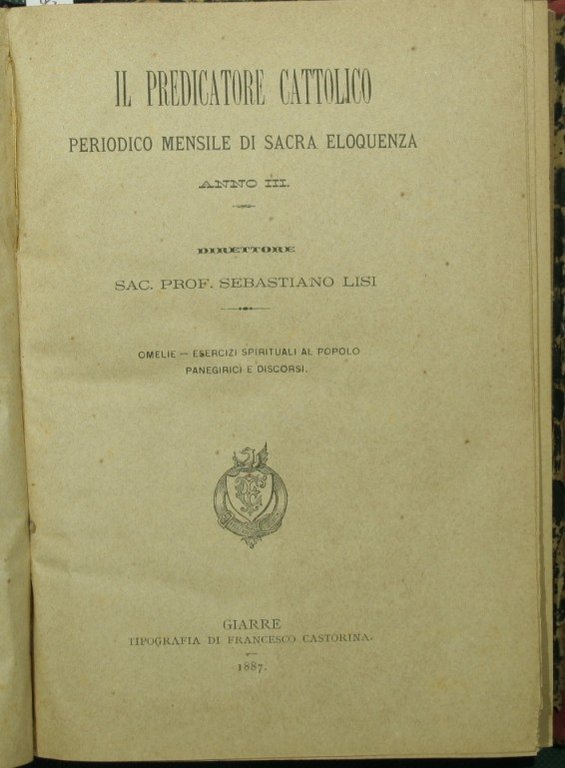 Il predicatore cattolico. Anno III