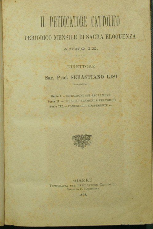 Il predicatore cattolico. Anno IX