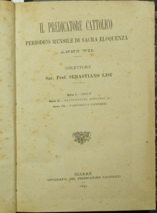 Il predicatore cattolico. Anno VII