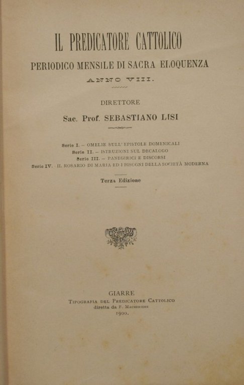 Il predicatore cattolico. Anno VIII