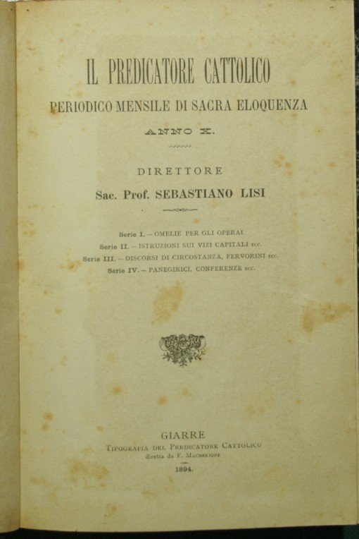 Il predicatore cattolico. Anno X