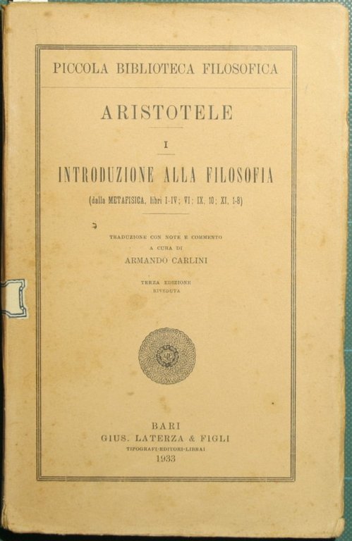 Introduzione alla filosofia. Vol. I
