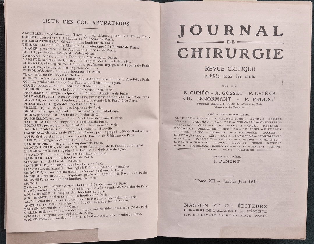 Journal de chirurgie - Tome XII - Janvier-Juin 1914
