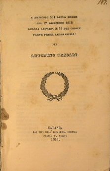 L'articolo 301 della legge del 12 Dicembre 1816 deroga all'art. …