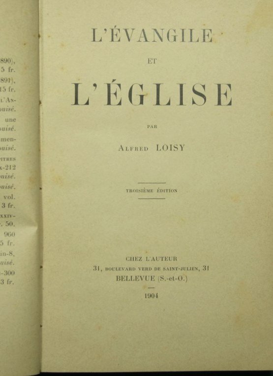 L'évangile et l'église