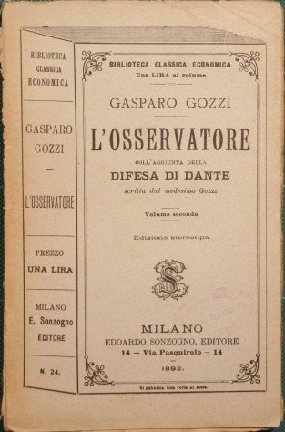 L'osservatore. Coll'aggiunta della Difesa di Dante