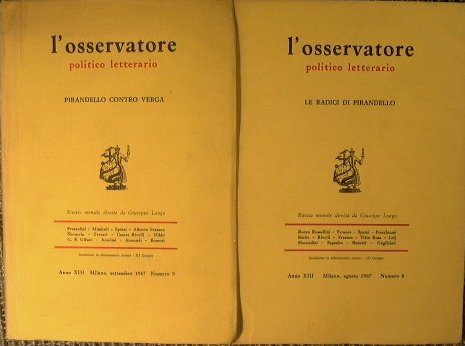 L'Osservatore politico letterario. Numero 8 Anno XIII 1967 e Numero …