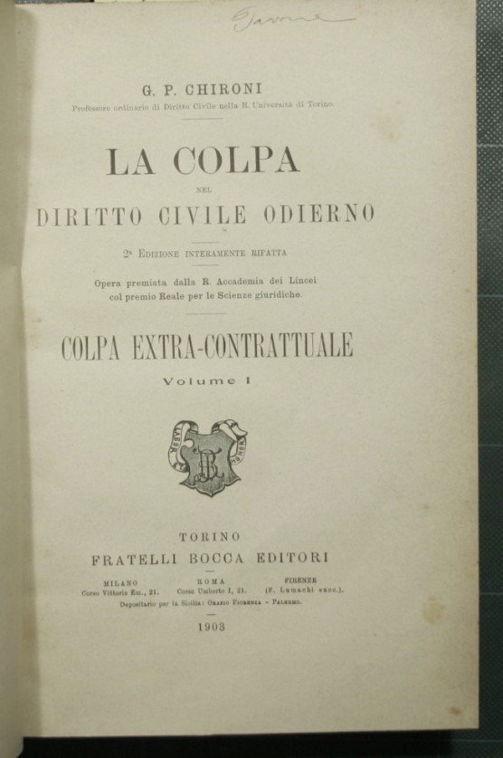 La colpa nel diritto civile odierno - Colpa extra-contrattuale