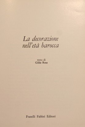 La decorazione nell'età barocca