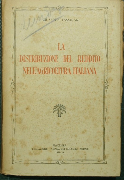 La distribuzione del reddito nell'agricoltura italiana