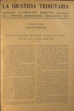 La giustizia tributaria e le imposte dirette - Anno XV