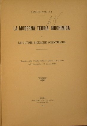La moderna Teoria Biochimica e le ultime ricerche scientifiche