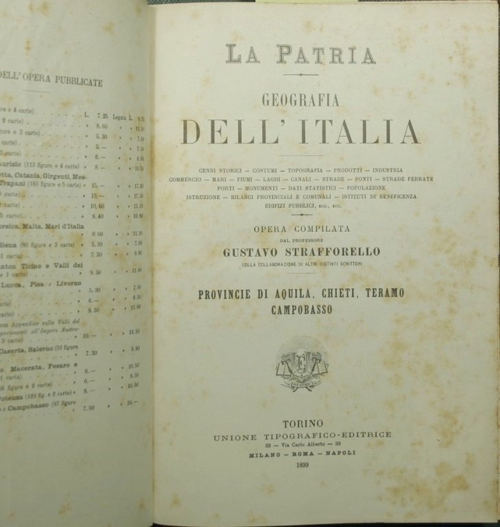 La patria - Geografia dell'Italia - Provincie di Aquila, Chieti, Teramo, Campobasso; Provincie di Modena e Reggio nell'Emilia