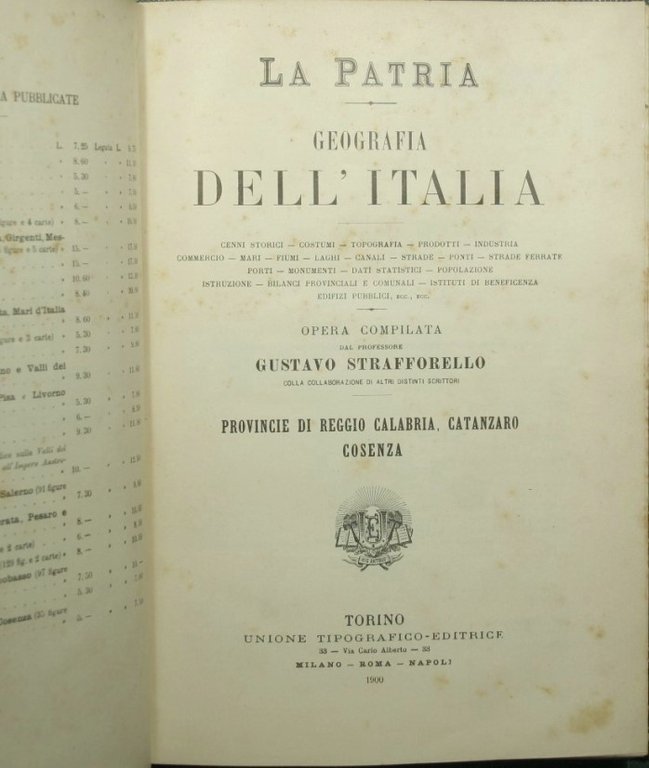 La patria - Geografia dell'Italia - Provincie di Reggio Calabria, Catanzaro, Cosenza; Provincie di Bari, Foggia, Lecce, Potenza