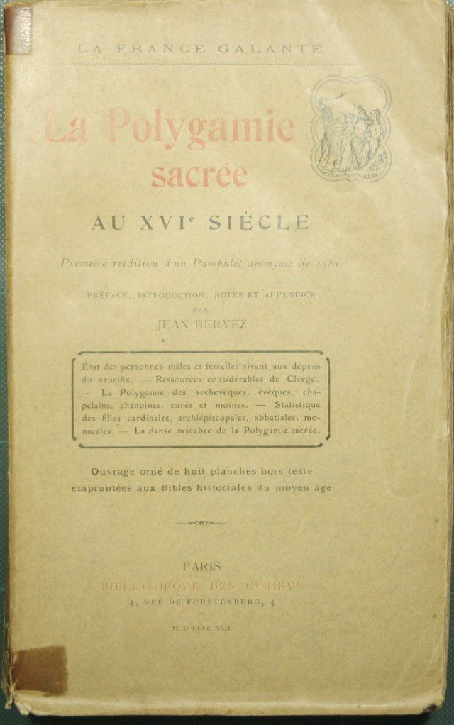 La polygamie sacree au XVI siecle