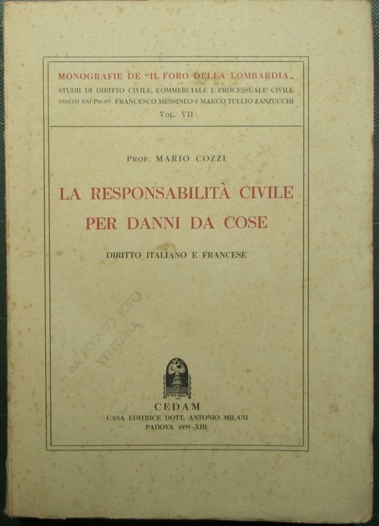 La responsabilità civile per danni da cose