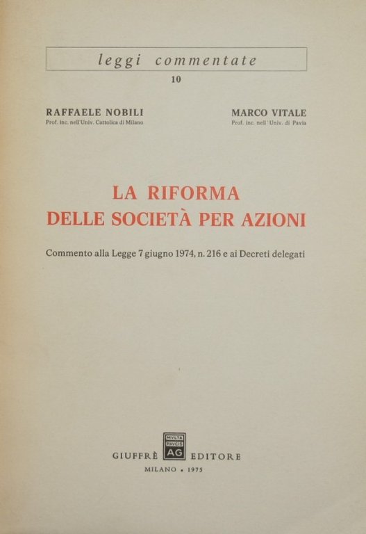 La riforma delle società per azioni