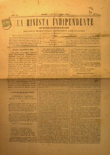 La Rivista Indipendente. Periodico politico, scientifico, artistico, letterario.