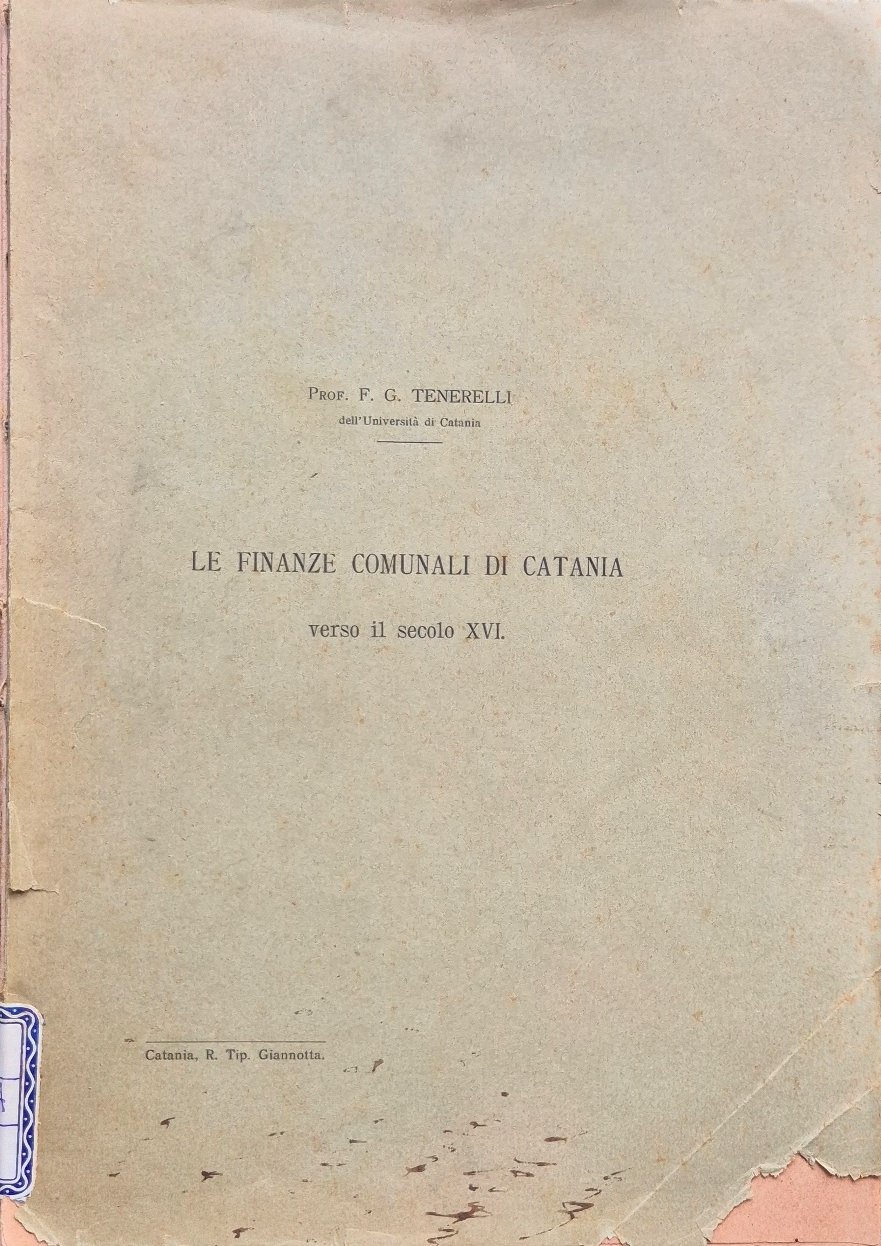 Le finanze comunali di Catania verso il secolo XVI