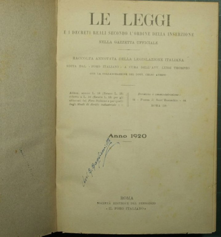 Le leggi e i decreti reali secondo l'ordine della inserzione …