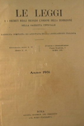 Le leggi e i decreti secondo l'ordine della inserzione nella …