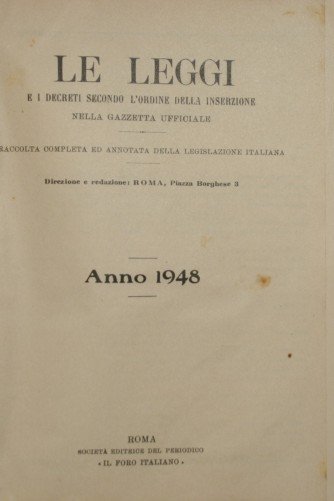 Le leggi e i decreti secondo l'ordine della inserzione nella …