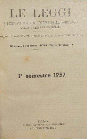 Le leggi e i decreti secondo l'ordine della inserzione nella …