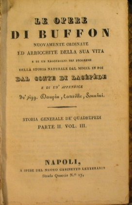 Le opere di Buffon (Parte II - Vol III storia …