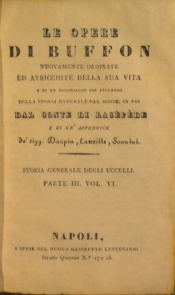 Le opere di Buffon (Parte III - Vol VI storia …
