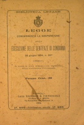 Legge concernente la sospensione della esecuzione delle sentenze di condanna