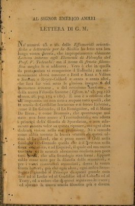 Lettera al Signor Emerico Amari