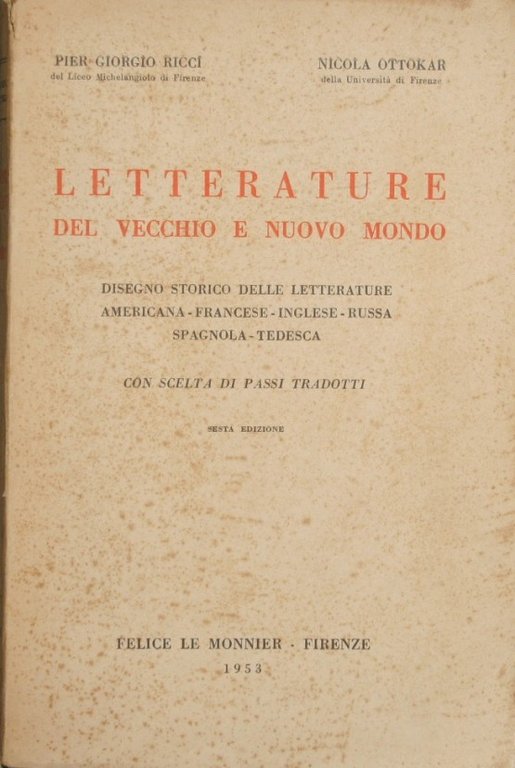 Letterature del vecchio e nuovo mondo