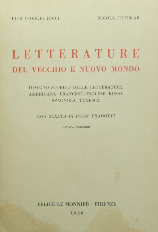 Letterature del vecchio e nuovo mondo