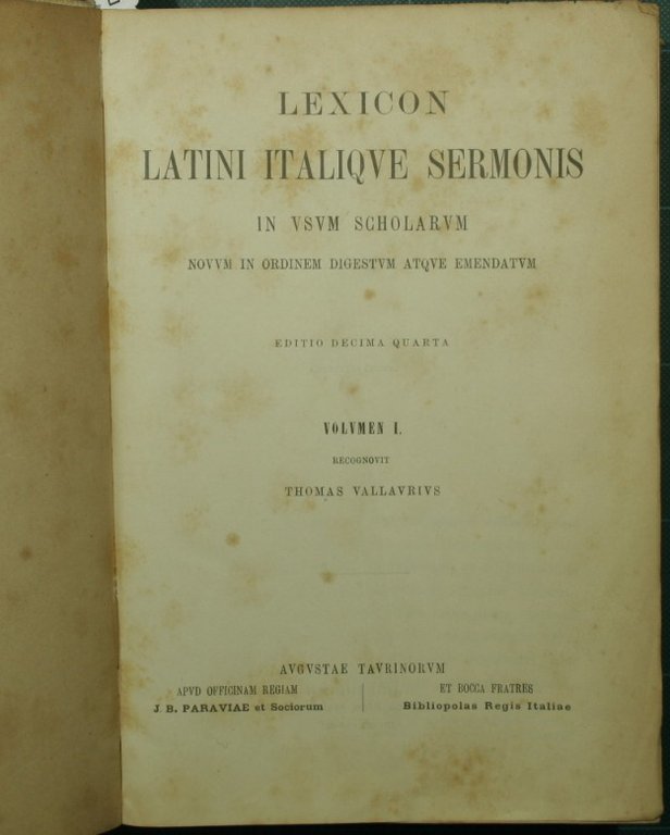 Lexicon latini italique sermonis; Vocabolario italiano-latino