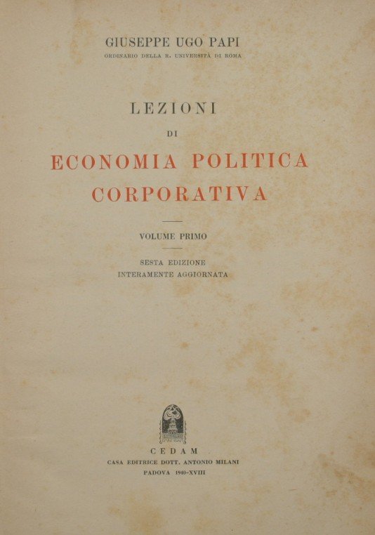 Lezioni di economia politica corporativa