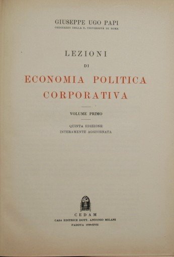 Lezioni di economia politica corporativa
