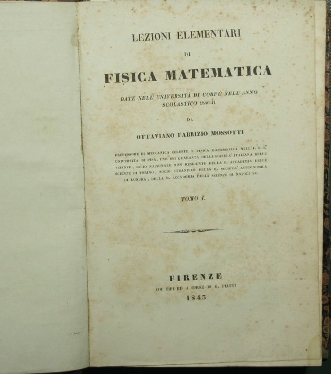 Lezioni elementari di fisica matematica