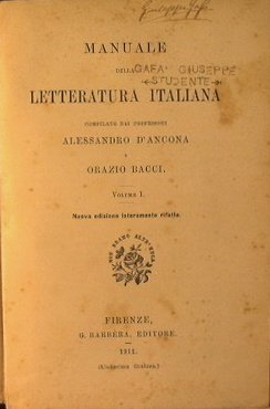 Manuale della letteratura italiana - Volume I