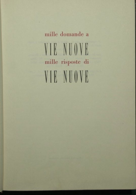 Mille domande a Vie nuove. Mille risposte di Vie nuove