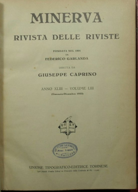 Minerva - Rivista delle riviste - 1933