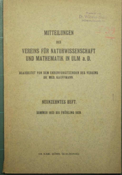 Mitteilungen des vereins fur naturwissenschaft und mathematik in Ulm s. … | Immagine Gallery 2