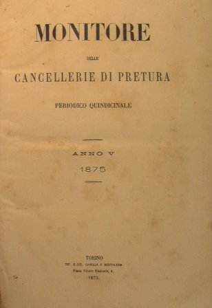 Monitore delle Cancellerie di Pretura. Anno V 1875