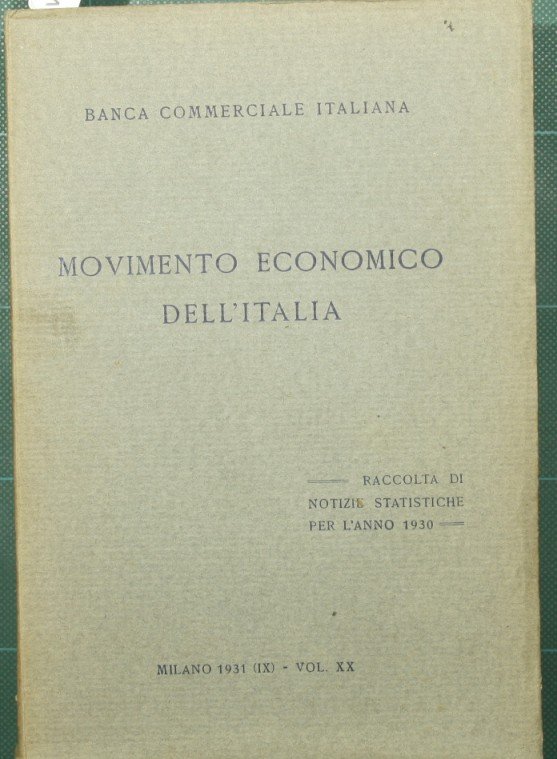 Movimento economico dell'Italia. Vol. XX