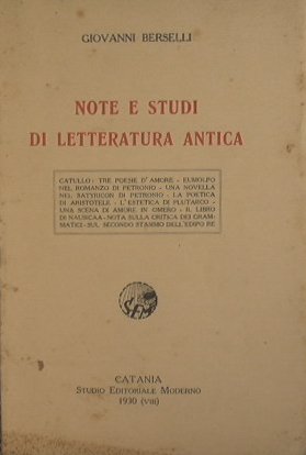 Note e studi di letteratura antica