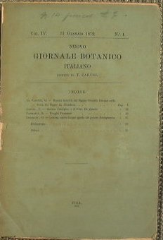 Nuovo Giornale Botanico Italiano diretto da T.Caruel. Volume IV numero …